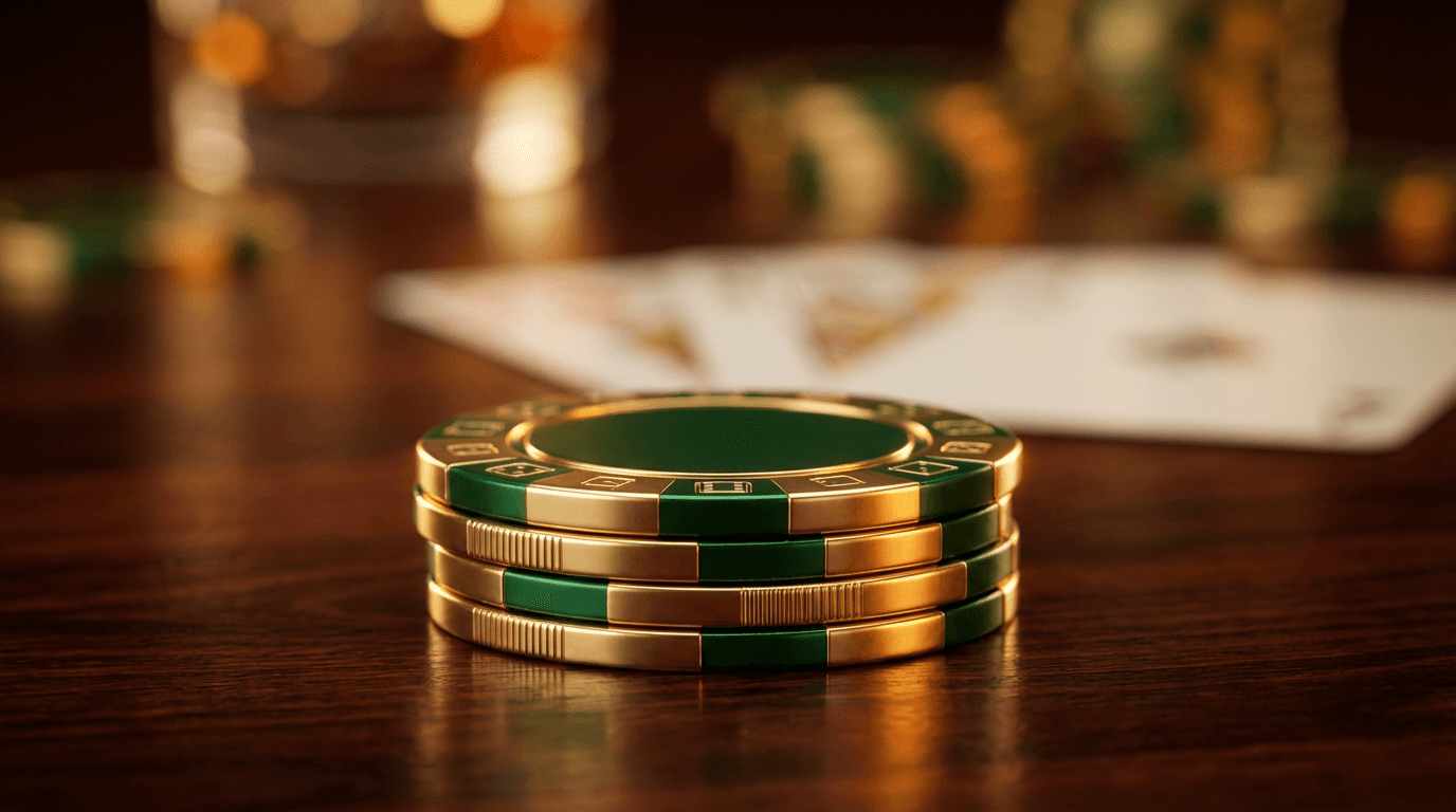 Hands around a table with a gold coin